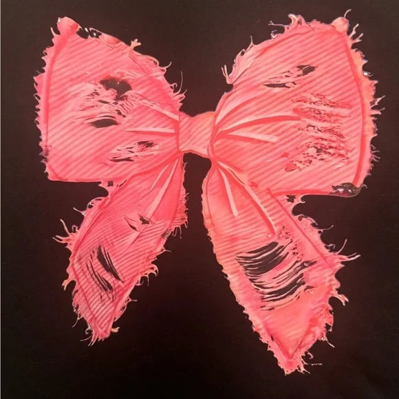 NWOT Plus Size Black and Pink Bow Sweatshirt - Picture 2 of 3